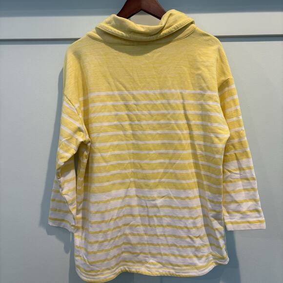 T By Talbots Butter Yellow Petite 1X Stripe Cowlneck Sweatshirt Beach Cape Shore - Picture 7 of 11